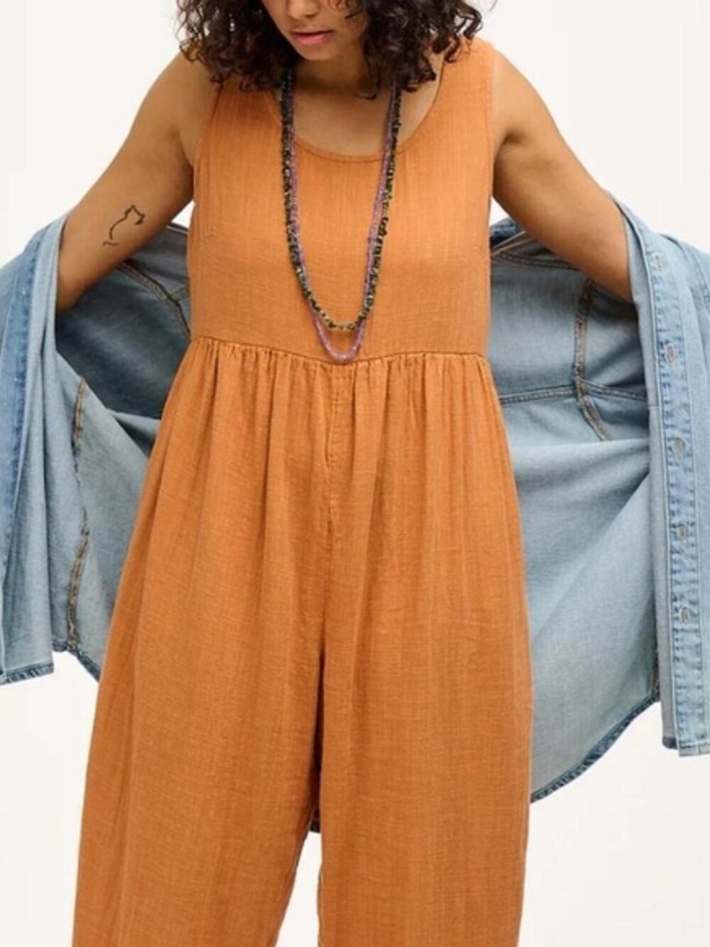 Lucy & Yak Bowie Jumpsuit Terracotta UK26/US22 Organic Cotton